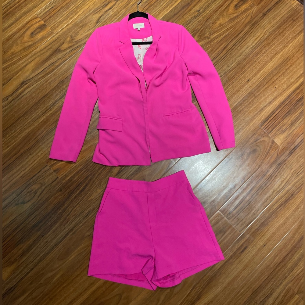 Skies are Blue Hot Pink Two-Piece Blazer & Shorts Set
